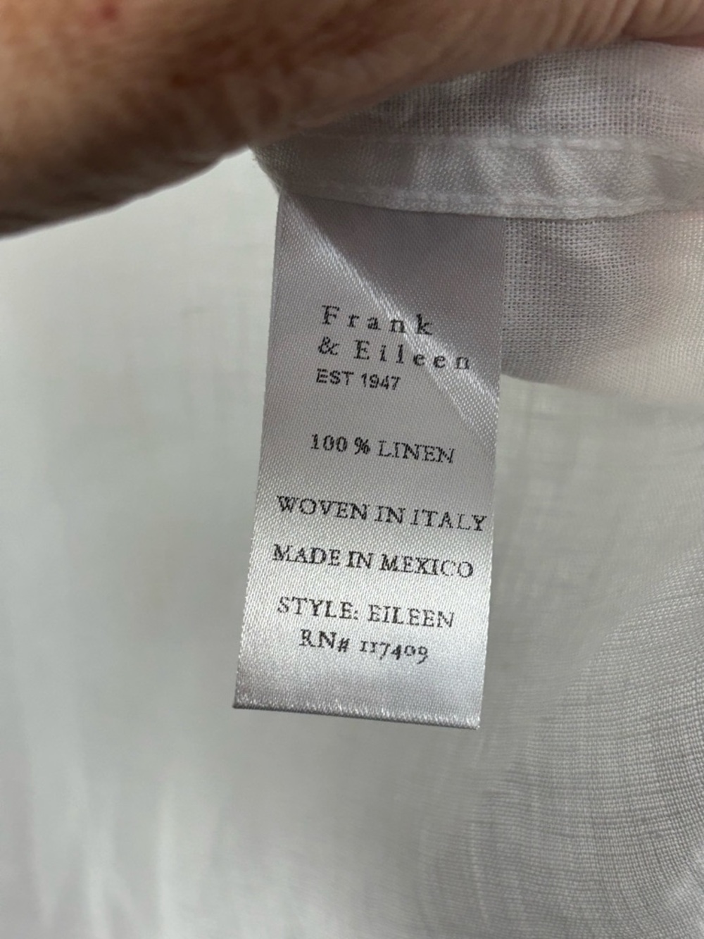 EUC Frank & Eileen White 100% Linen Women’s Button-Up Shirt Size XS - Picture 5 of 10